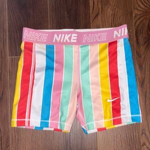Nike Colorful Striped Shorts with Pink Waistband